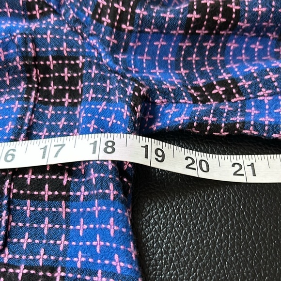 Anthropologie Pilcro Femme Plaid Buttondown Blue Pink Shirt Top Sz M Petite - Picture 15 of 16